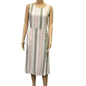 Linen Blend est 1946 Sleeveless Crossover Keyhole Back Slit Front Dress Womens L